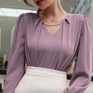 Purple Work Blouse WITHOUT PEARLS